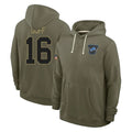 BIPIHUC D.Lions #16 Jared Goff Player Olive Salute to Service Pullover Hoodies Limited Stitched Jerseys