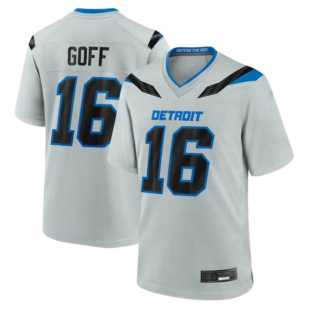 BIPIHUC D.Lions #16 Jared Goff Silver 2026 Rivalries Collection Game Stitched Jerseys