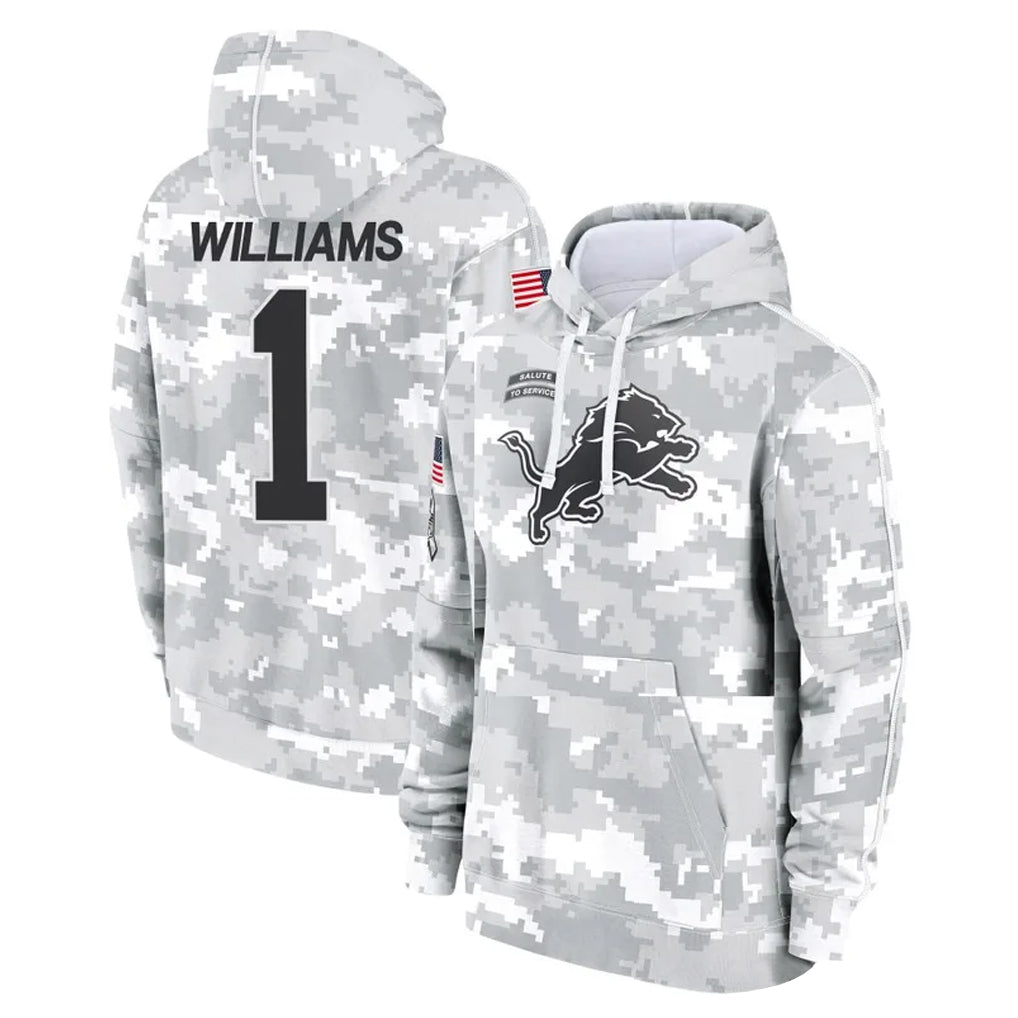 BIPIHUC D.Lions #1 Jameson Williams Player Arctic Camo Salute to Service Hoodies Limited Game Stitched Jerseys