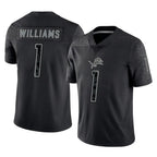 BIPIHUC D.Lions #1 Jameson Williams Player Black Reflective Limited Home Game Stitched Jerseys
