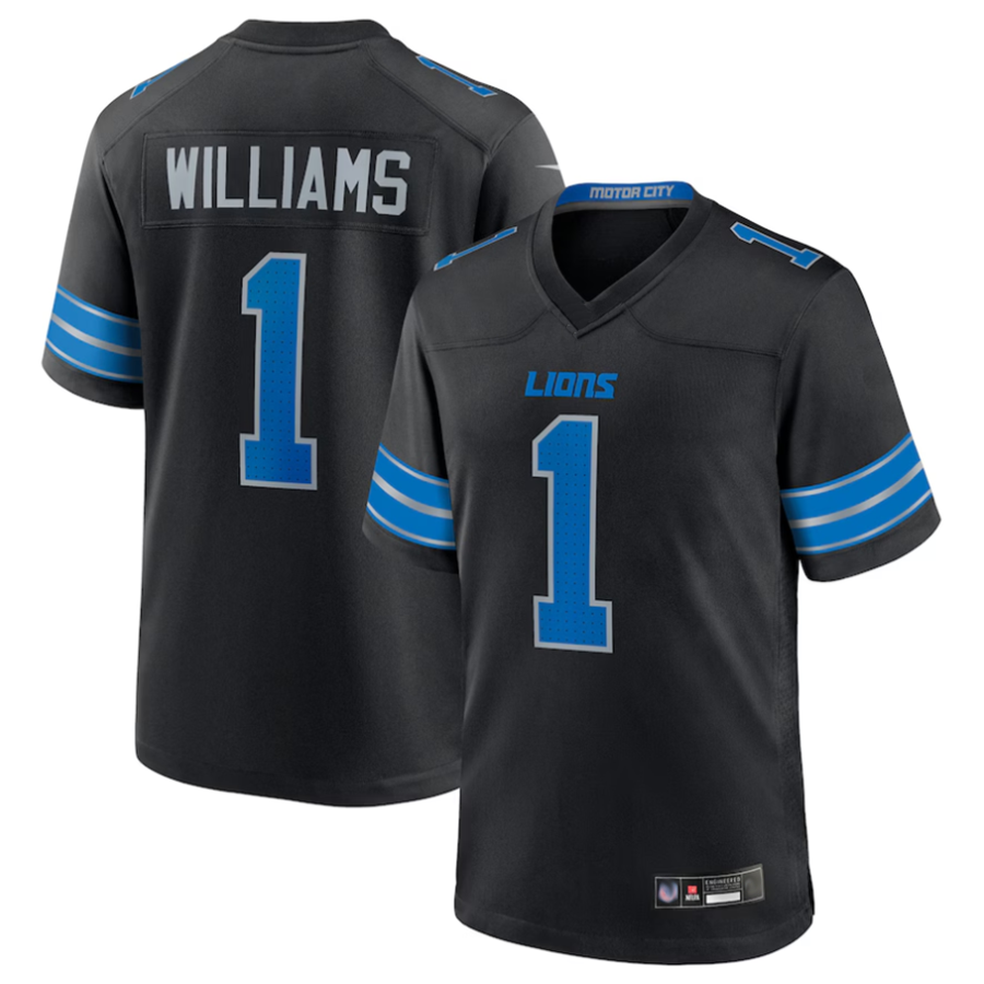 BIPIHUC D.Lions #1 Jameson Williams Player Black Replica Game Stitched Jerseys