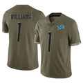 BIPIHUC D.Lions #1 Jameson Williams Player Olive Salute To Service Limited Stitched Jerseys