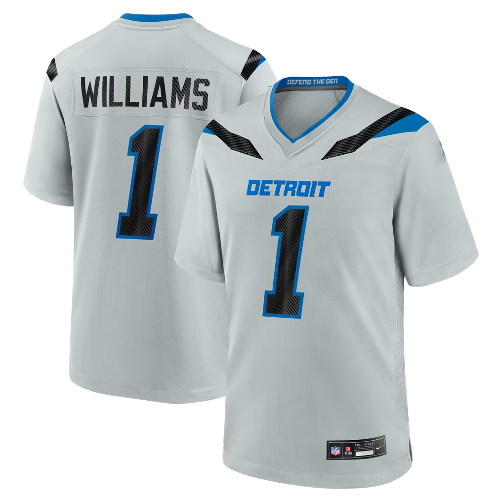 BIPIHUC D.Lions #1 Jameson Williams Silver 2026 Rivalries Collection Game Stitched Jerseys