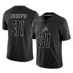 BIPIHUC D.Lions #31 Kerby Joseph Player Black Reflective Limited Home Game Stitched Jerseys