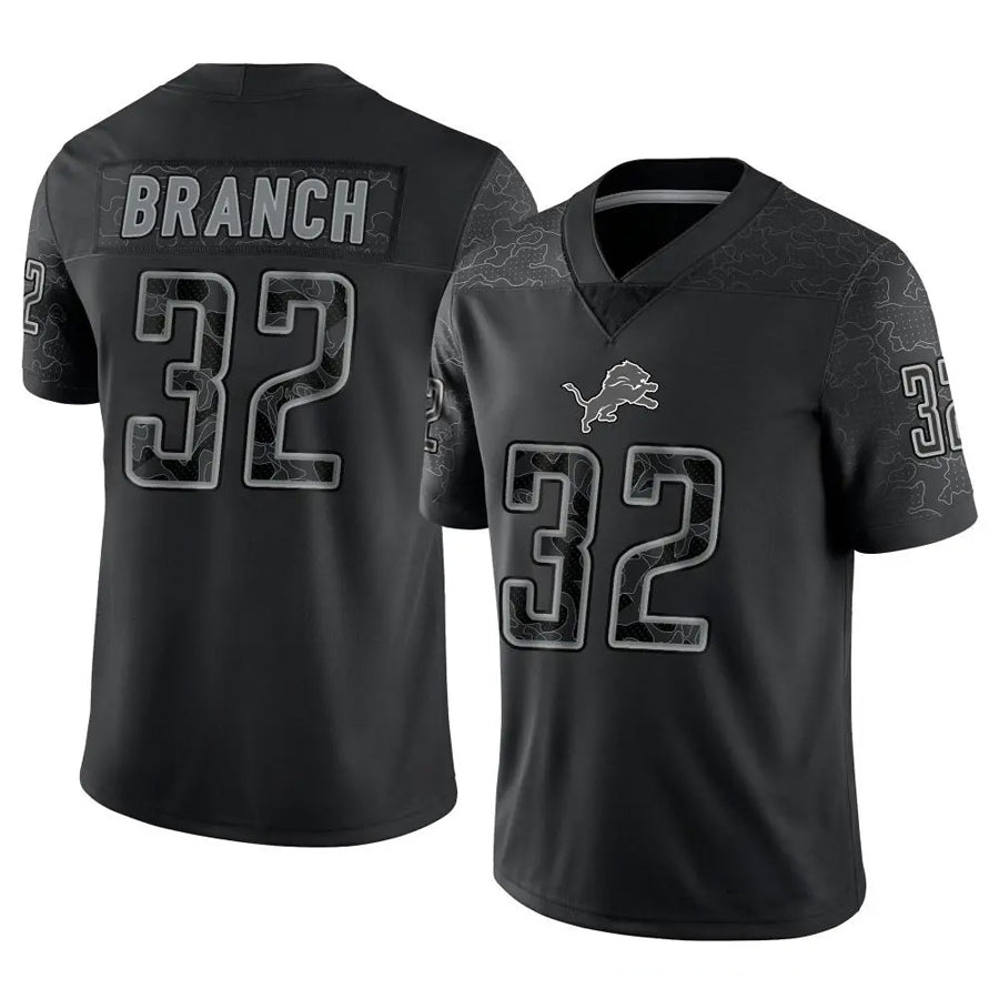 BIPIHUC D.Lions #32 Brian Branch Player Black REFLECTIVE Limited Stitched Jerseys