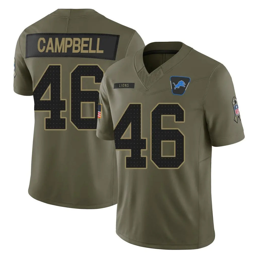 BIPIHUC D.Lions #46 Jack Campbell Player Olive 2025 Salute To Service Limited Home Game Stitched Jerseys