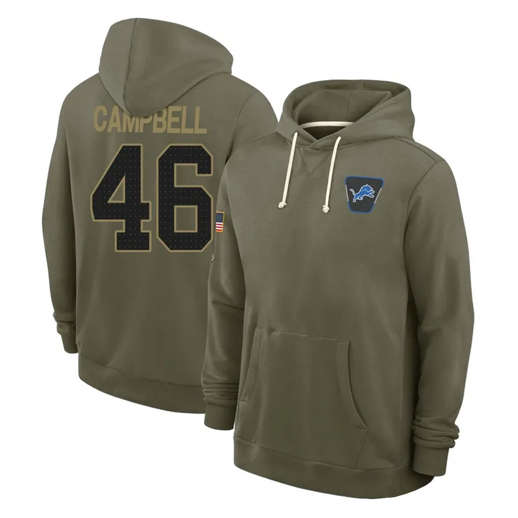 BIPIHUC D.Lions #46 Jack Campbell Player Olive Salute to Service Pullover Hoodies Limited Stitched Jerseys