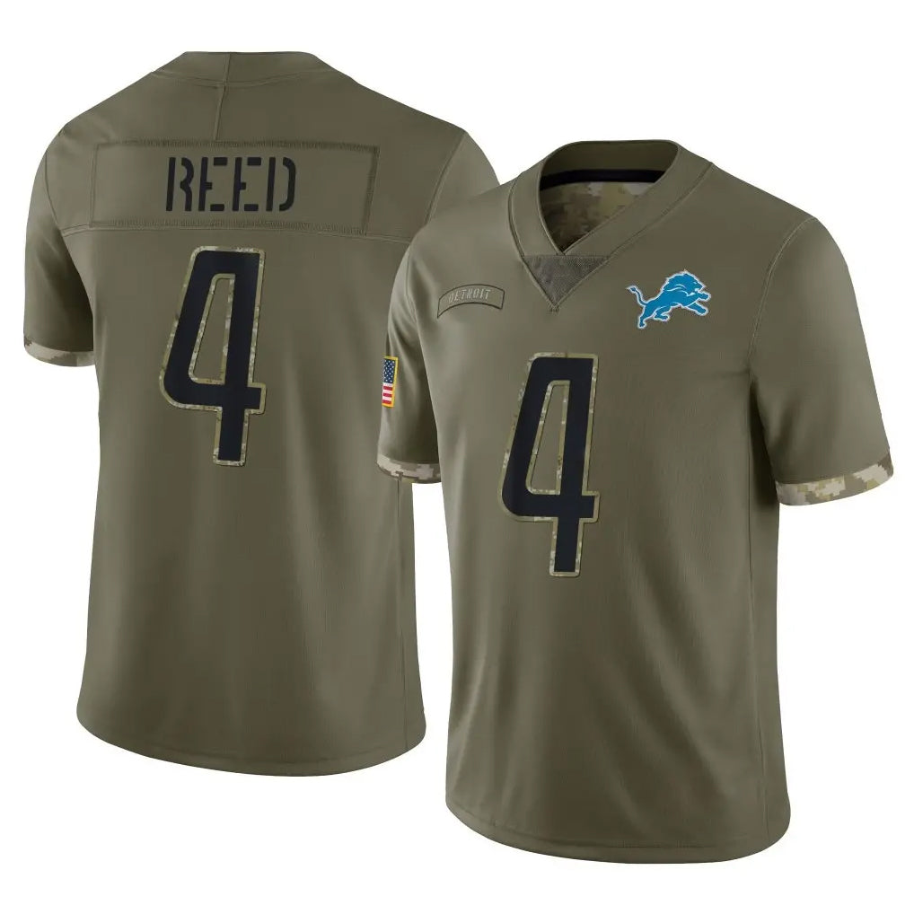 BIPIHUC D.Lions #4 D.J. Reed Player Olive Salute To Service Limited Stitched Jerseys