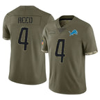 BIPIHUC D.Lions #4 D.J. Reed Player Olive Salute To Service Limited Stitched Jerseys