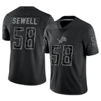 BIPIHUC D.Lions #58 Penei Sewell Player Black REFLECTIVE Limited Stitched Jerseys