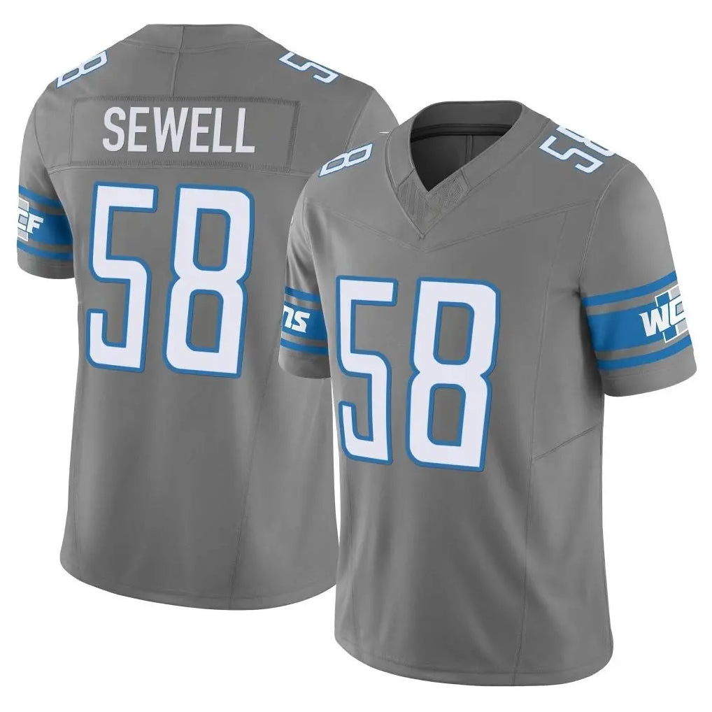 BIPIHUC D.Lions #58 Penei Sewell Player Gray Vapor F.U.S.E. Limited Home Game Stitched Jerseys