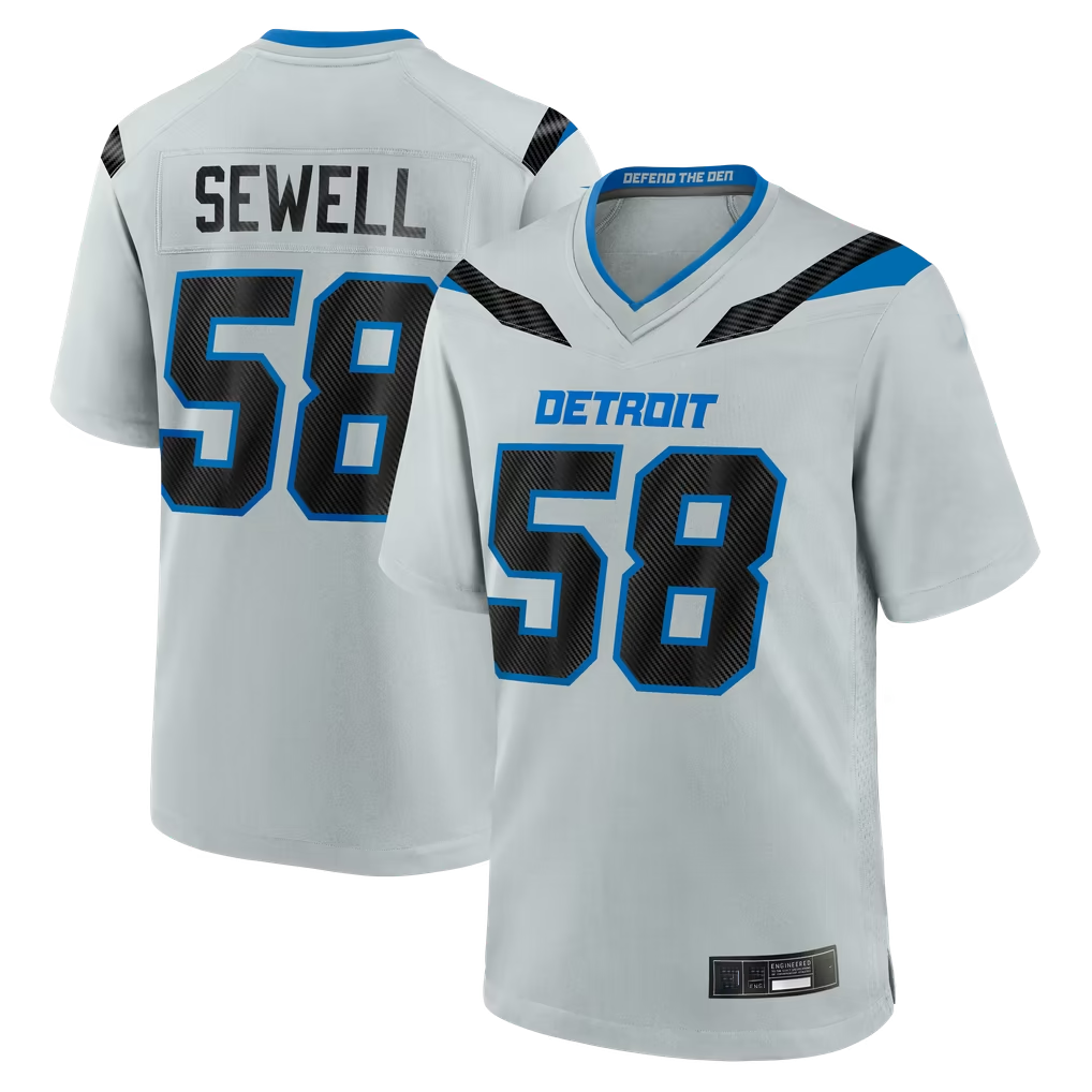 BIPIHUC D.Lions #58 Penei Sewell Silver 2026 Rivalries Collection Game Stitched Jerseys