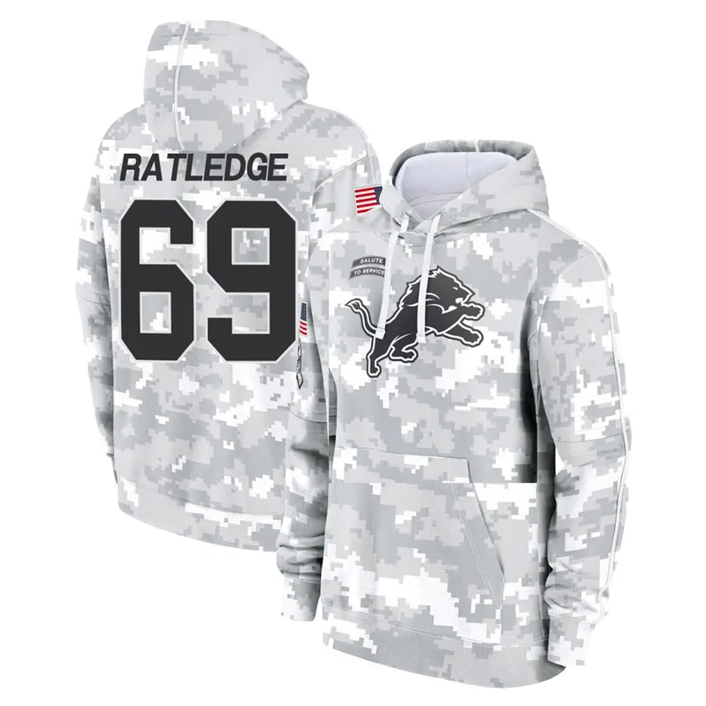 BIPIHUC D.Lions #69 Tate Ratledge Player Arctic Camo Salute to Service Hoodies Limited Game Stitched Jerseys