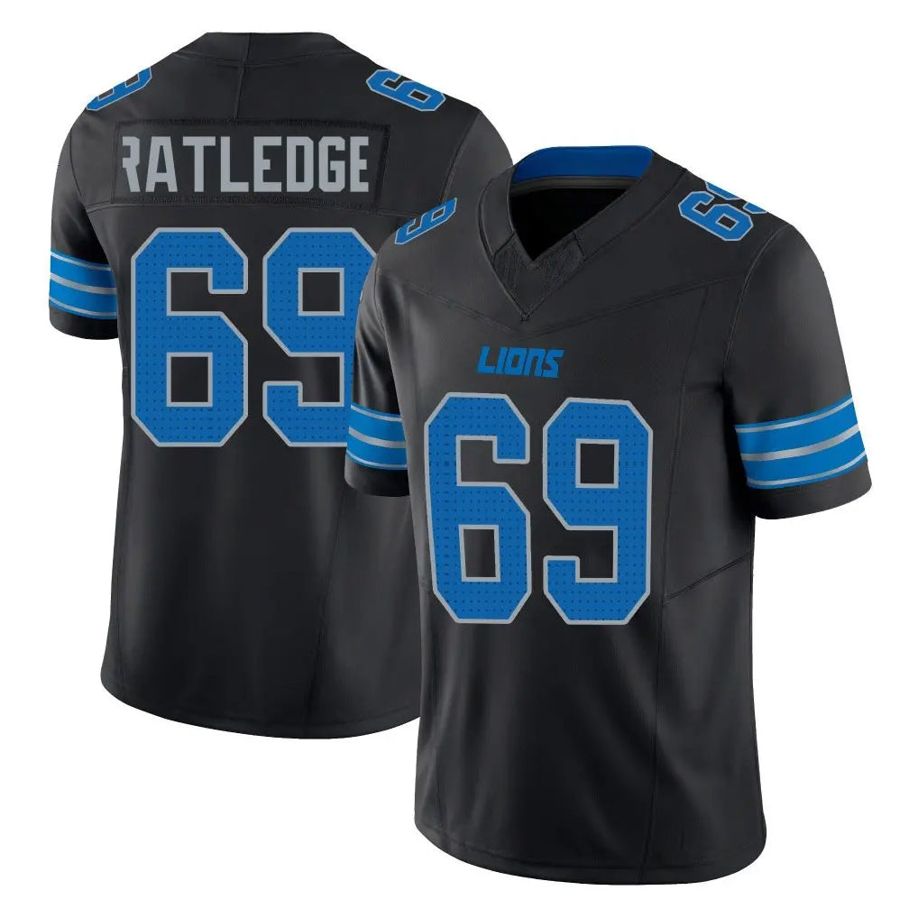 BIPIHUC D.Lions #69 Tate Ratledge Player Black Alternate Vapor F.U.S.E. Limited Home Game Stitched Jerseys
