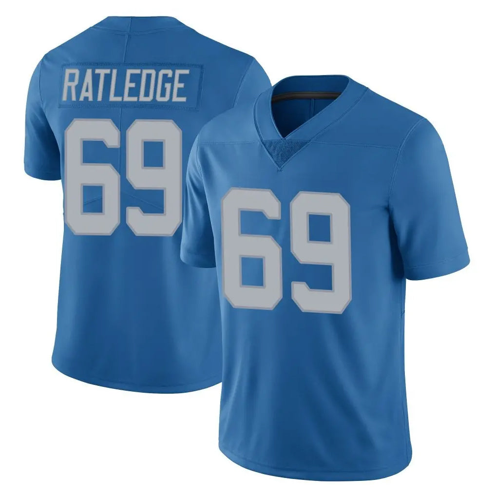 BIPIHUC D.Lions #69 Tate Ratledge Player Blue Limited Throwback Vapor Untouchable Stitched Jerseys