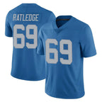 BIPIHUC D.Lions #69 Tate Ratledge Player Blue Limited Throwback Vapor Untouchable Stitched Jerseys
