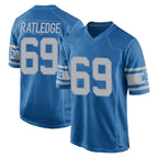 BIPIHUC D.Lions #69 Tate Ratledge Player Blue Vapor Untouchable Throwback Game Stitched Jerseys