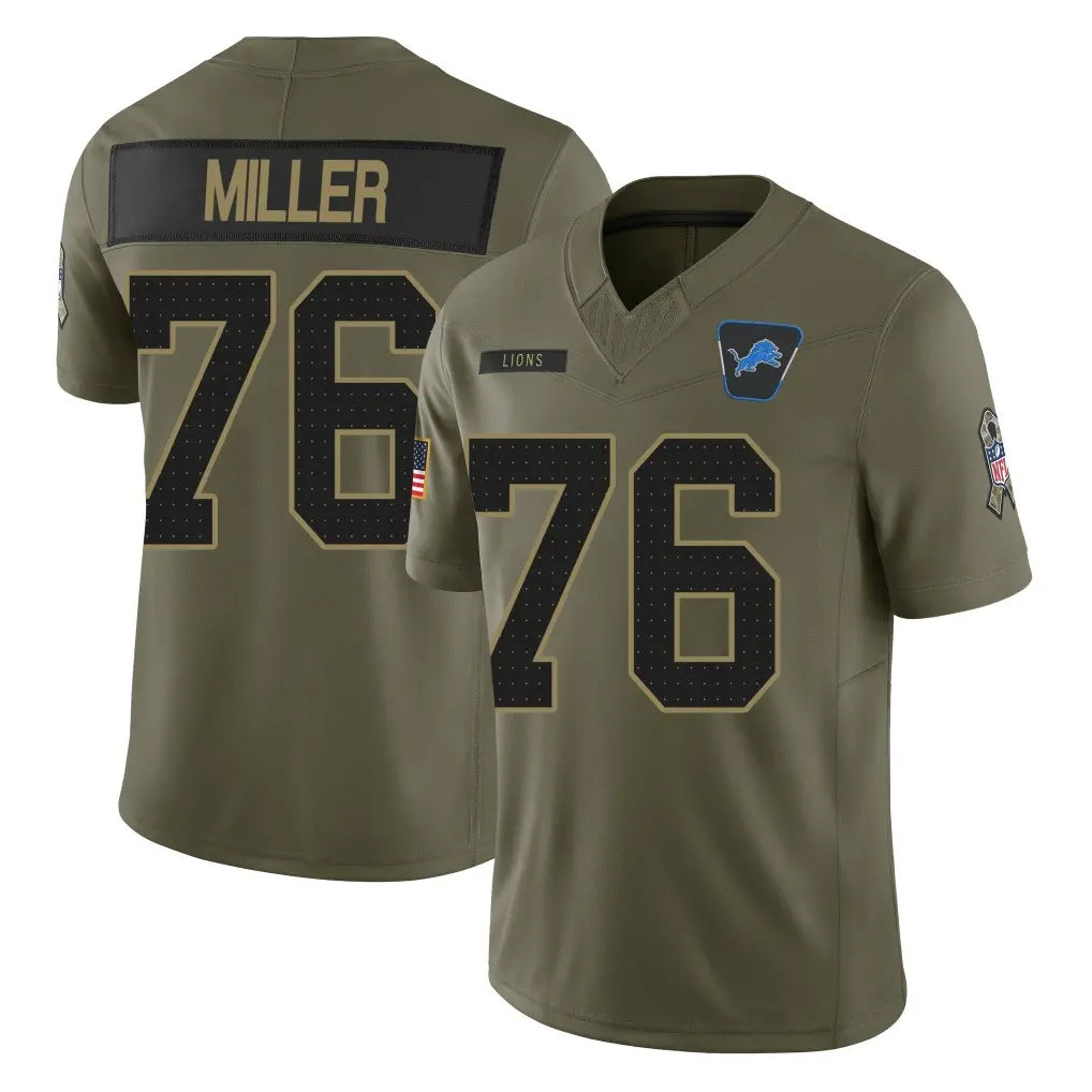 BIPIHUC D.Lions #76 Blake Miller Player Olive 2025 Salute To Service Limited Home Game Stitched Jerseys