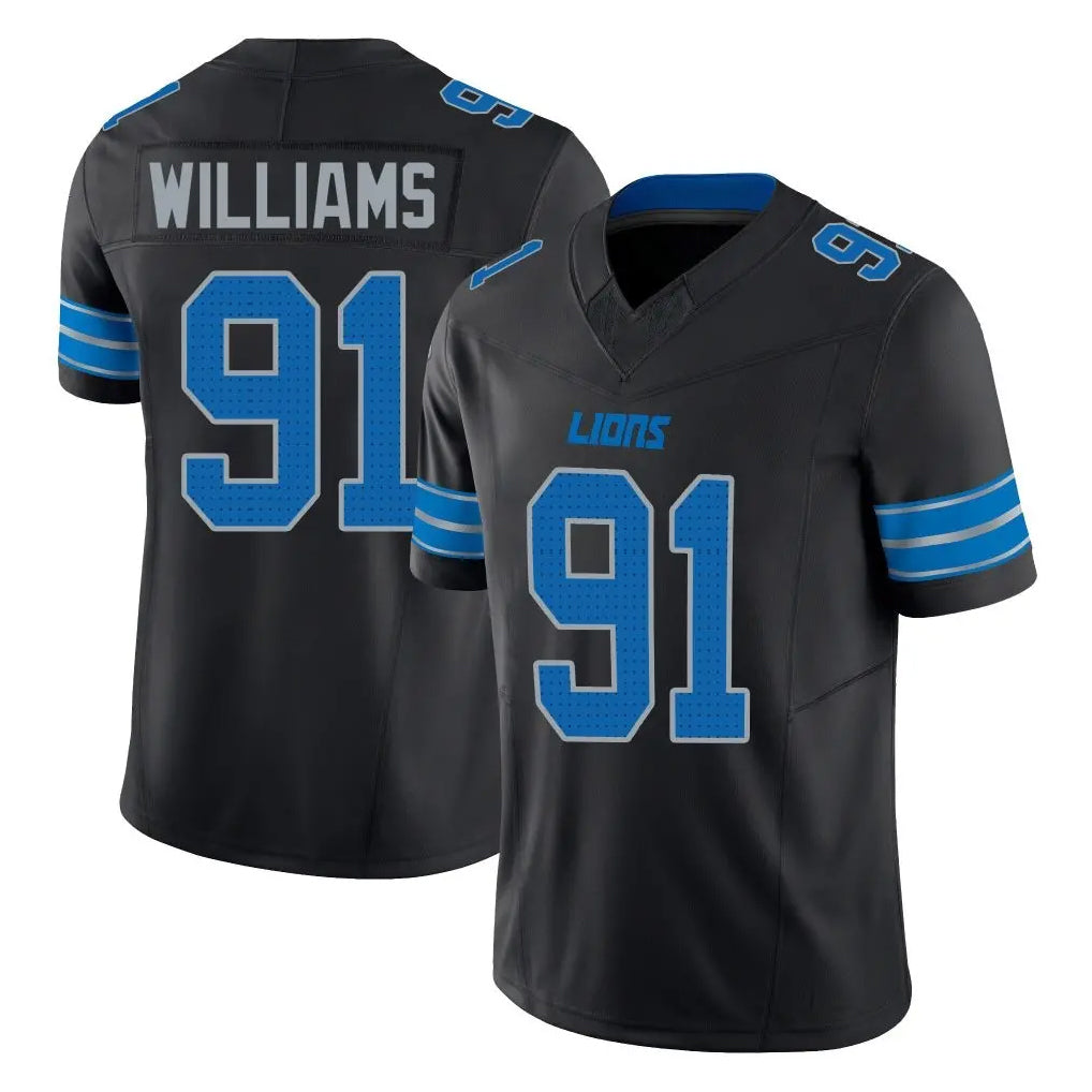 BIPIHUC D.Lions #91 Tyleik Williams Player Black Alternate Vapor F.U.S.E. Limited Home Game Stitched Jerseys