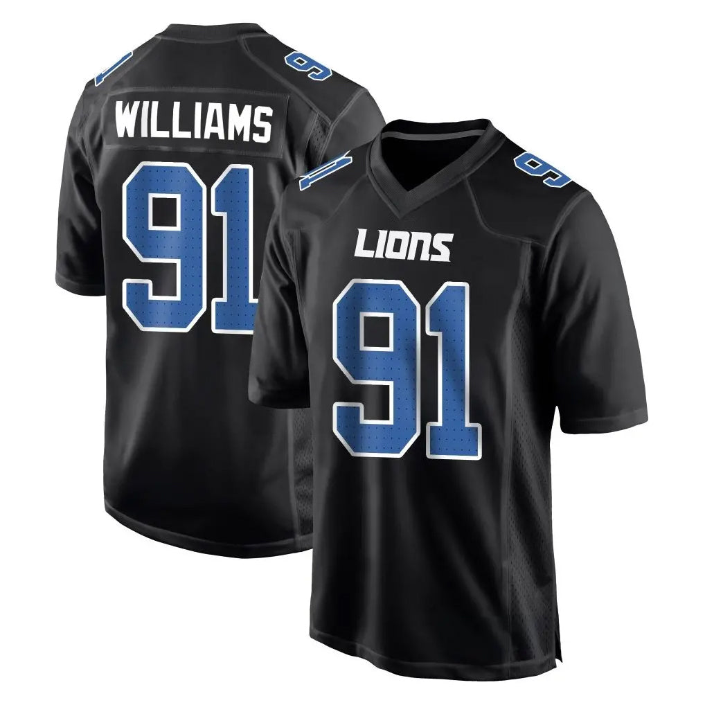 BIPIHUC D.Lions #91 Tyleik Williams Player Black Fashion Home Game Stitched Jerseys