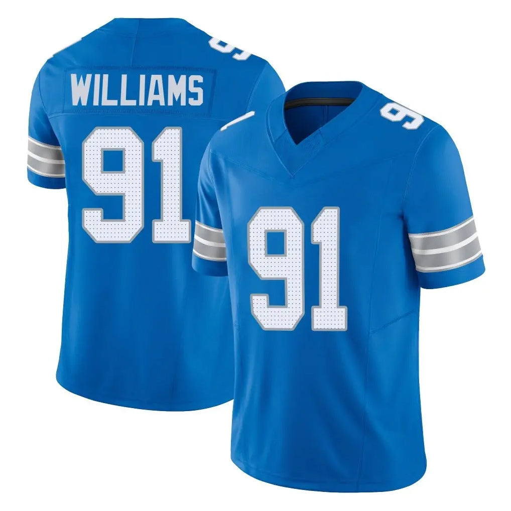 BIPIHUC D.Lions #91 Tyleik Williams Player Blue Limited Vapor F.U.S.E. Alternate Home Game Stitched Jerseys