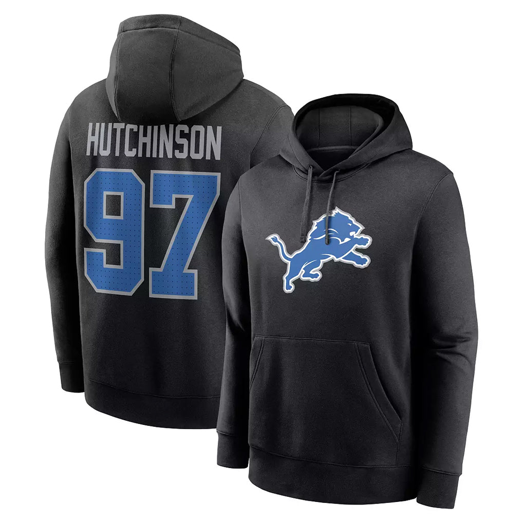 BIPIHUC D.Lions #97 Aidan Hutchinson Player Black Pullover Hoodies Limited Game Stitched Jerseys