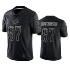 BIPIHUC D.Lions #97 Aidan Hutchinson Player Black REFLECTIVE Limited Stitched Jerseys