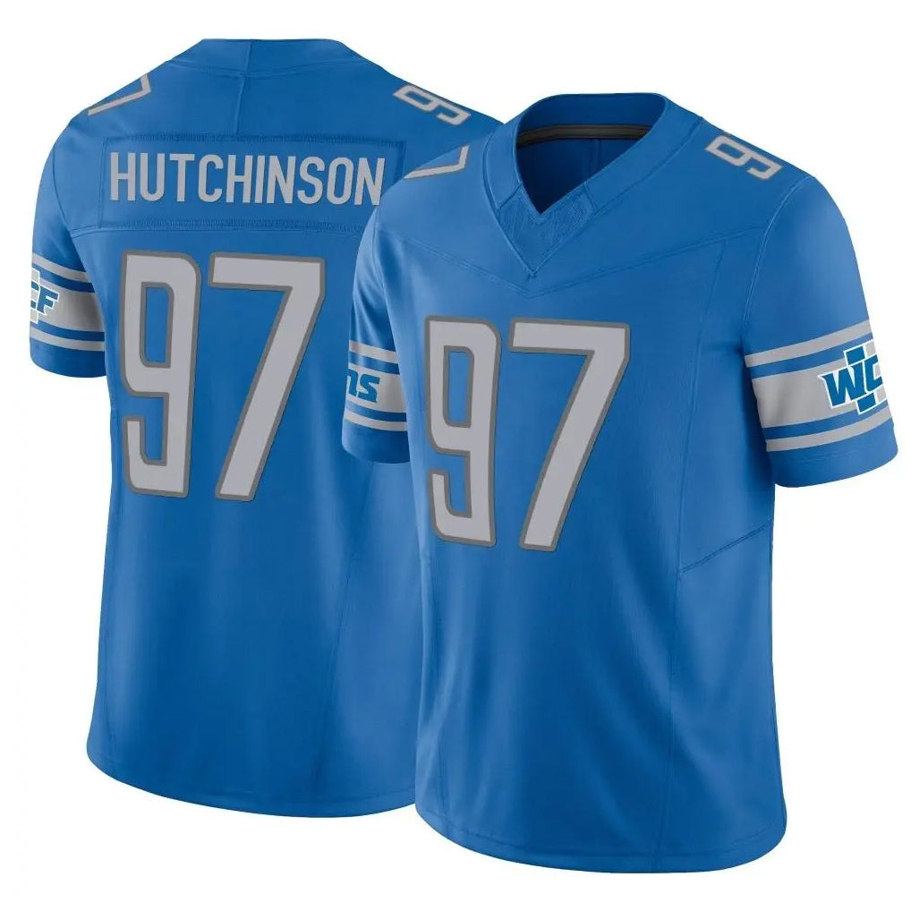 BIPIHUC D.Lions #97 Aidan Hutchinson Player Blue Vapor F.U.S.E. Limited Home Game Stitched Jerseys
