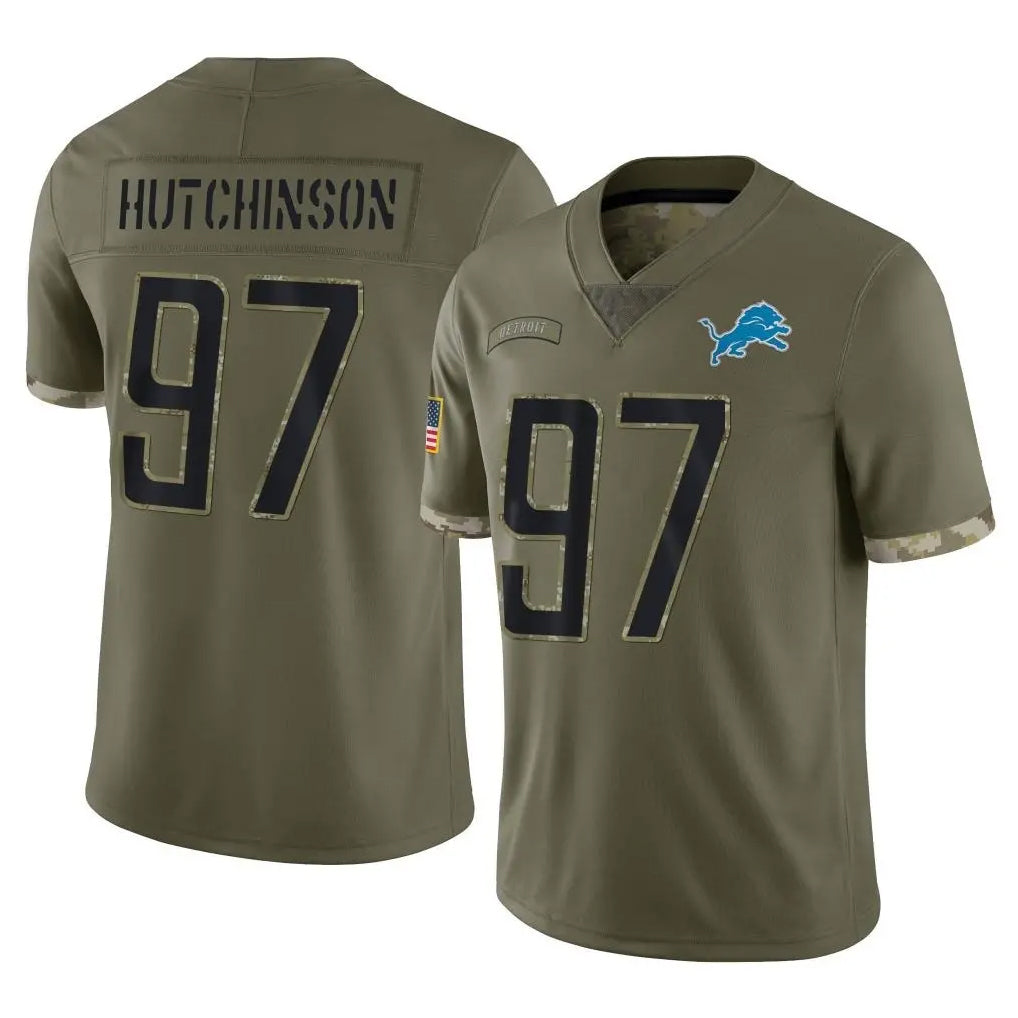 BIPIHUC D.Lions #97 Aidan Hutchinson Player Olive Salute To Service Limited Stitched Jerseys