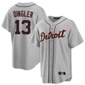 BIPIHUC D.Tigers #13 Dillon Dingler Player Gray Home Game Stitched Jerseys