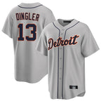 BIPIHUC D.Tigers #13 Dillon Dingler Player Gray Home Game Stitched Jerseys