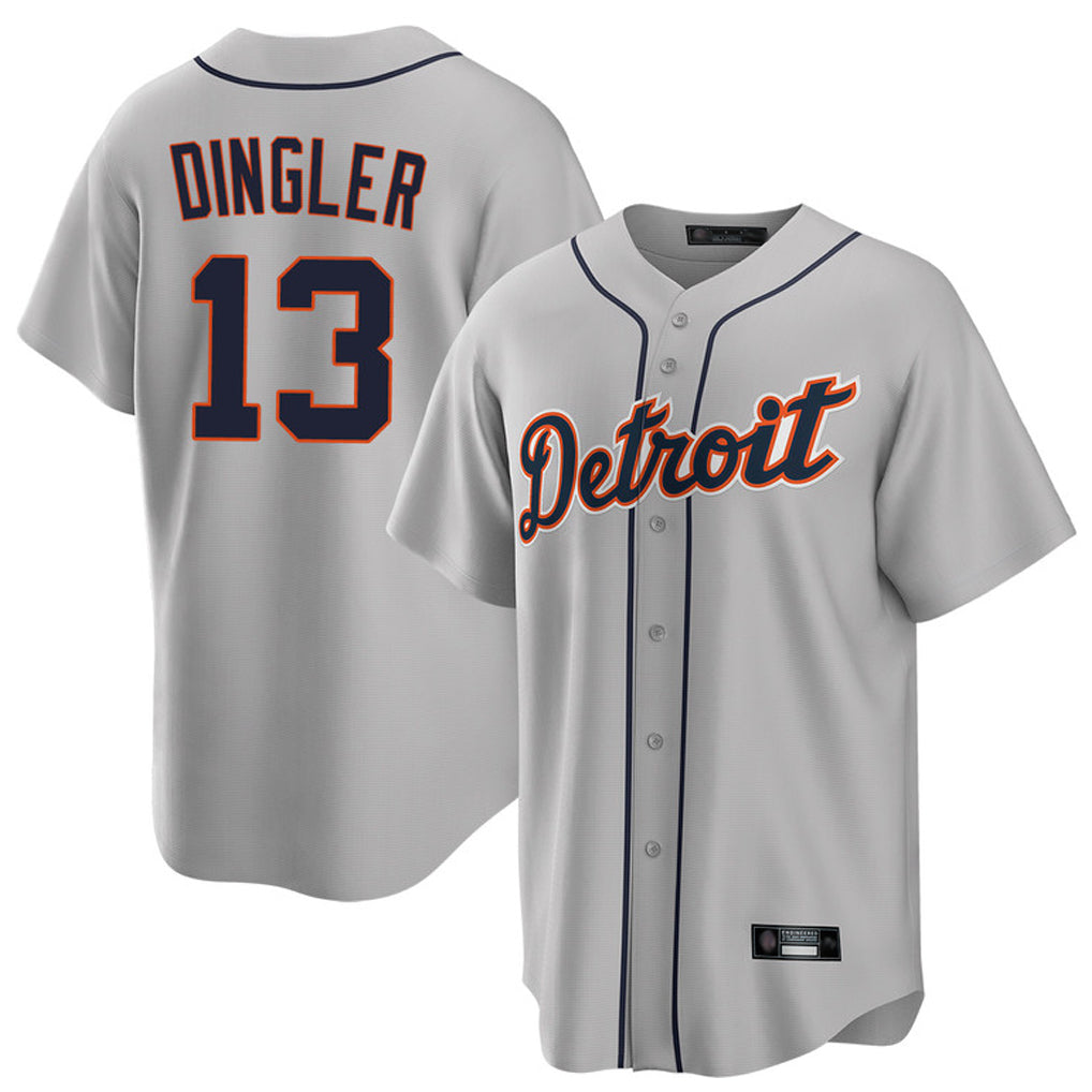 BIPIHUC D.Tigers #13 Dillon Dingler Player Gray Home Game Stitched Jerseys