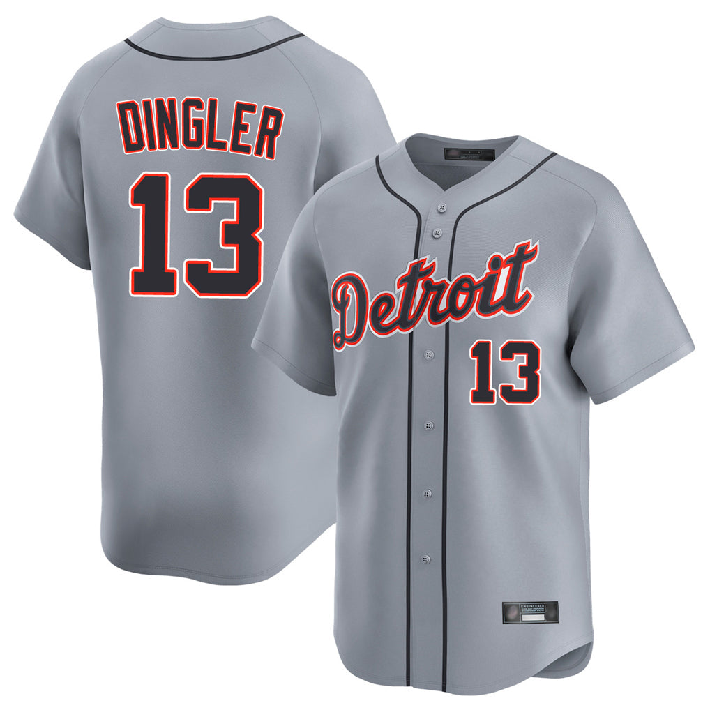 BIPIHUC D.Tigers #13 Dillon Dingler Player Gray Home Limited Stitched Jerseys