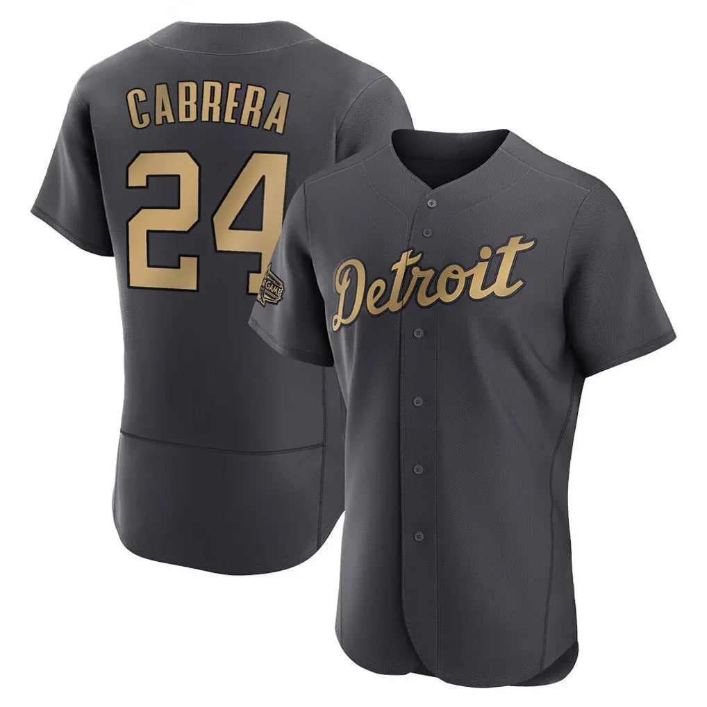 BIPIHUC D.Tigers #24 Miguel Cabrera Player Charcoal All-Star Limited Elite Home Stitched Jerseys