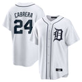 BIPIHUC D.Tigers #24 Miguel Cabrera Player White Home Game Stitched Jerseys