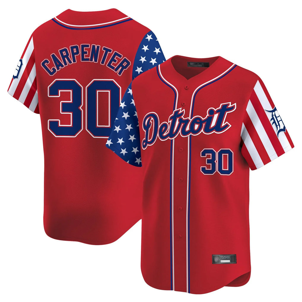 BIPIHUC D.Tigers #30 Kerry Carpenter Player Red Independence Day Vapor Premier Limited Stitched Jerseys
