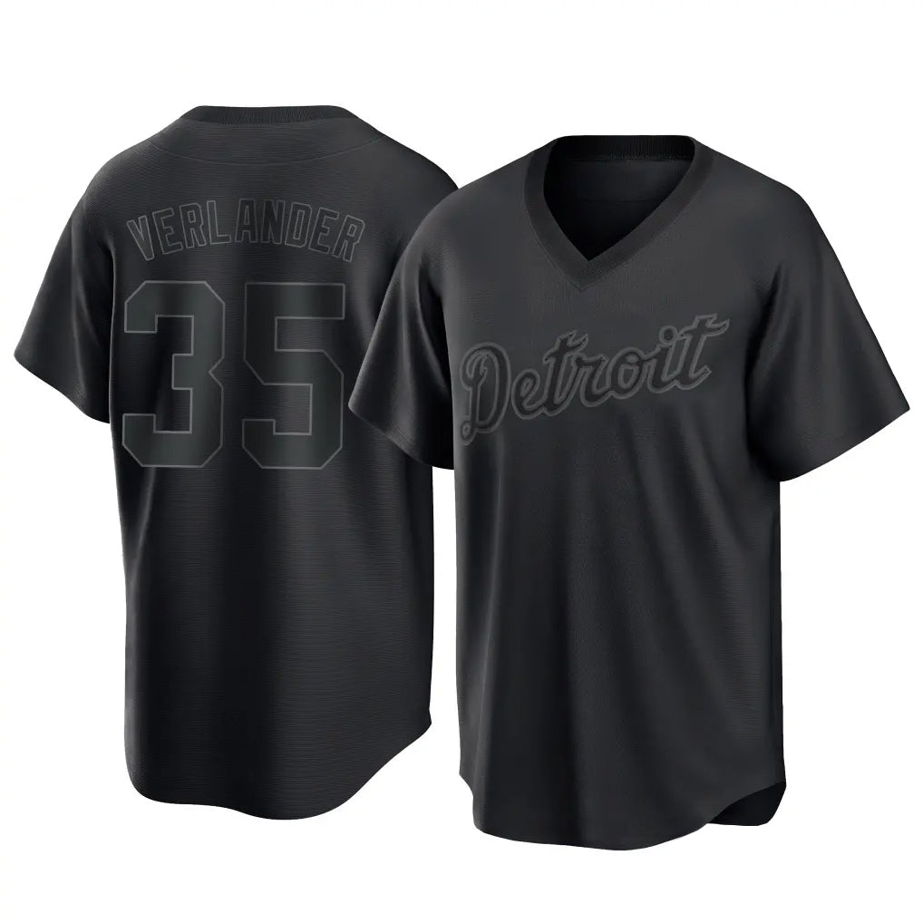 BIPIHUC D.Tigers #35 Justin Verlander Player Black T-shirt Home Game Stitched Jerseys