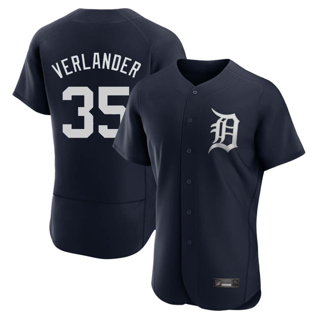 BIPIHUC D.Tigers #35 Justin Verlander Player Navy Limited Elite Home Stitched Jerseys