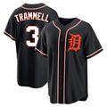 BIPIHUC D.Tigers #3 Alan Trammell Player Black Fashion Out Home Game Stitched Jerseys