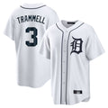 BIPIHUC D.Tigers #3 Alan Trammell Player White Home Game Stitched Jerseys