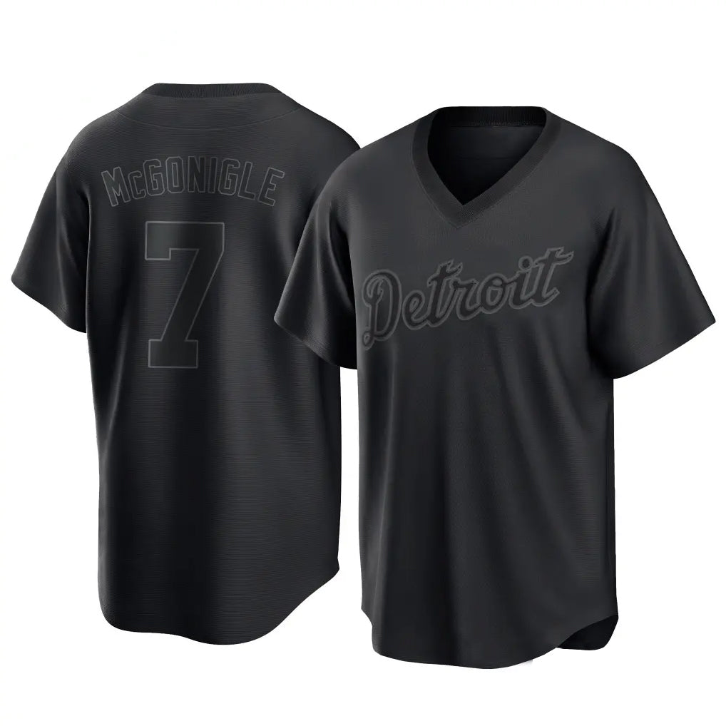 BIPIHUC D.Tigers #7 Kevin McGonigle Player Black T-shirt Home Game Stitched Jerseys