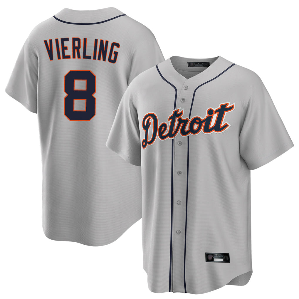BIPIHUC D.Tigers #8 Matt Vierling Player Gray Home Game Stitched Jerseys