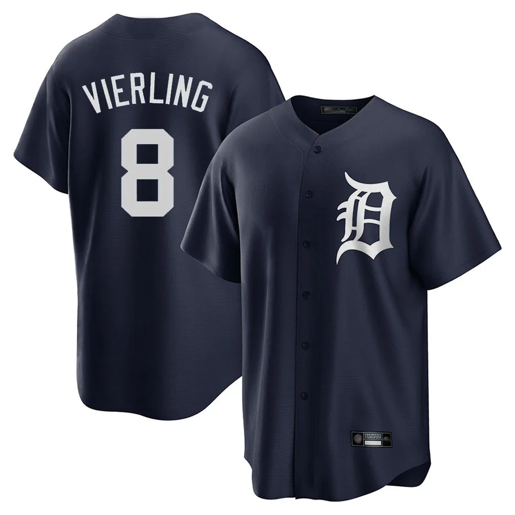 BIPIHUC D.Tigers #8 Matt Vierling Player Navy Game Home Stitched Jerseys
