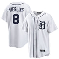 BIPIHUC D.Tigers #8 Matt Vierling Player White Home Game Stitched Jerseys