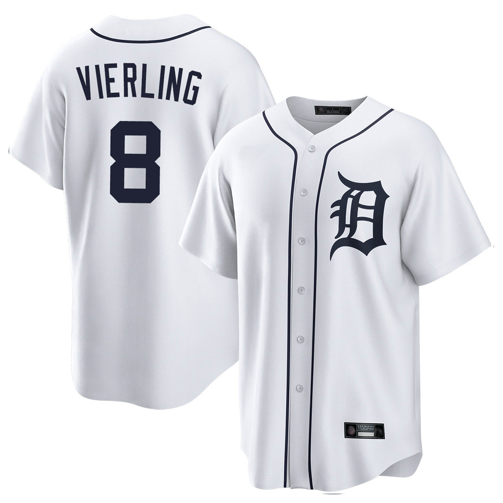 BIPIHUC D.Tigers #8 Matt Vierling Player White Home Game Stitched Jerseys