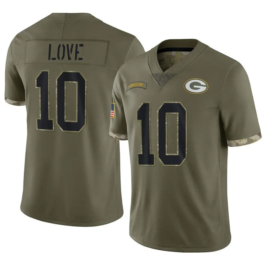 BIPIHUC GB.Packers #10 Jordan Love Player Salute To Service Olive Stitched Jerseys