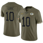 BIPIHUC GB.Packers #10 Jordan Love Player Salute To Service Olive Stitched Jerseys