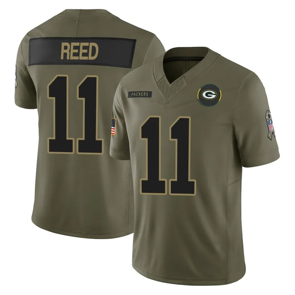 BIPIHUC GB.Packers #11 Jayden Reed Player Olive 2025 Salute To Service Limited Home Game Stitched Jerseys