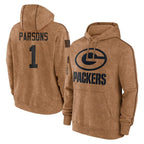 BIPIHUC GB.Packers #1 Micah Parsons Player Brown Salute to Service Hoodies Limited Game Stitched Jerseys
