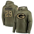 BIPIHUC GB.Packers #29 Xavier McKinney Player Olive Salute to Service Pullover Hoodie Game Stitched Jerseys